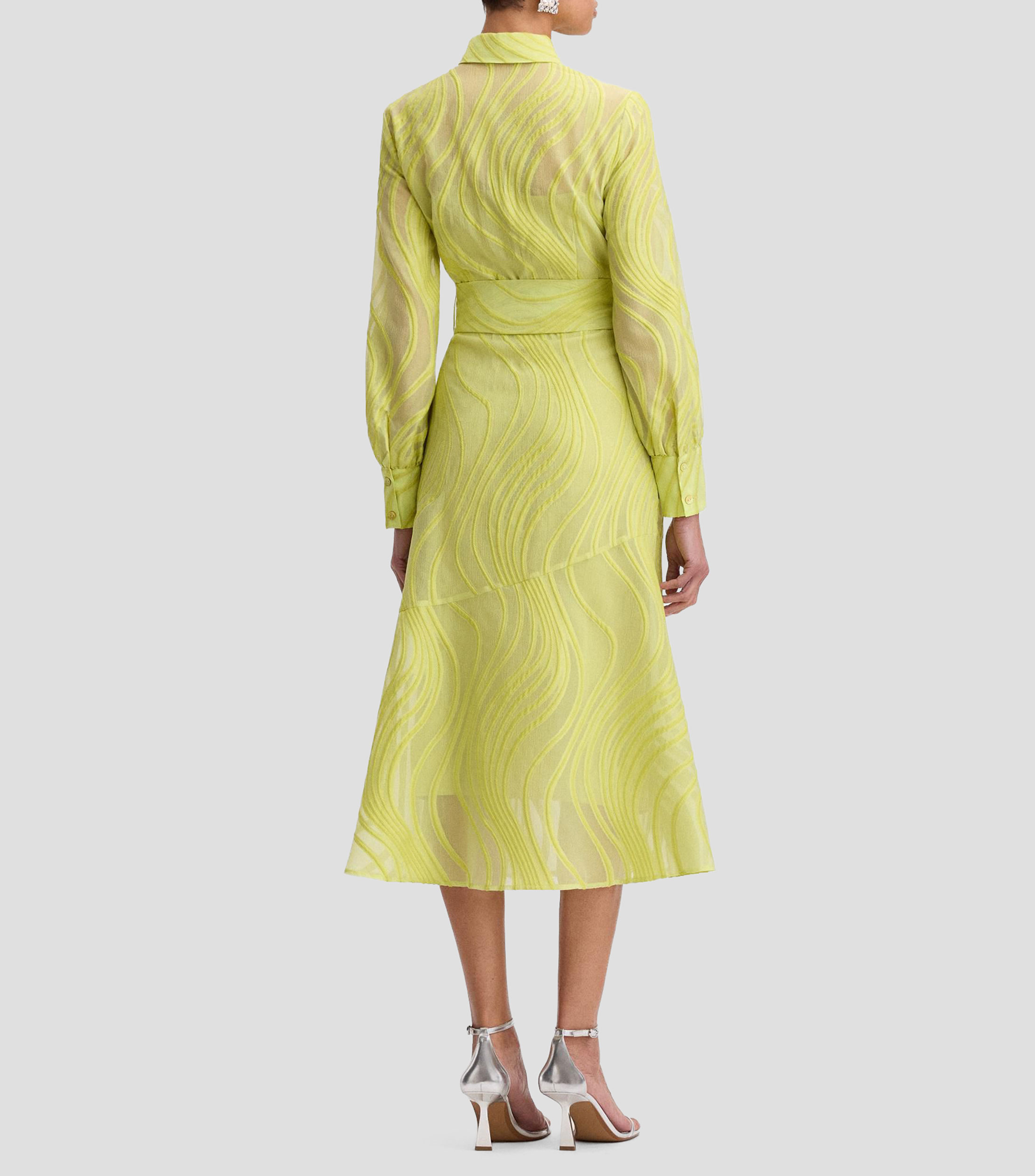 Vestido de fiesta midi manga larga liso Mujer